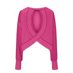 Slouchy wrapped cutout back workout long sleeve Tee