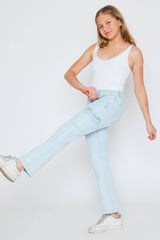 Kan Can Youth high rise cargo flare jeans comfort stretch