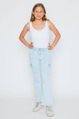 Kan Can Youth high rise cargo flare jeans comfort stretch