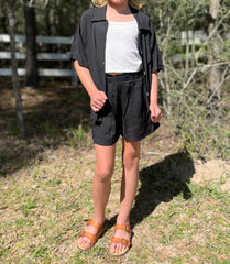 Andi Girl's 3 pc Short Set w/ Flower Buttons