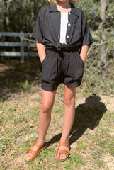 Andi Girl's 3 pc Short Set w/ Flower Buttons