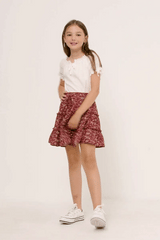 Girls Ruffle Tier Drawstring Mini Skirt