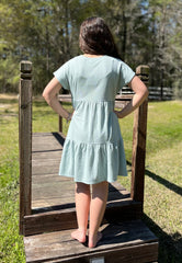 Sage Textured Tiered Dress