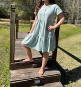 Sage Textured Tiered Dress