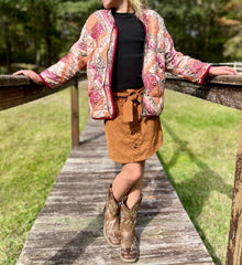 Girls Patch Print Quilted Light Padded Jacket