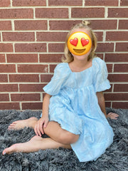 Wendy Girls Ruffled Mesh Square Neck Dress