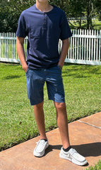 Hawks Bay Teen's Henley Short Sleeve Cotton T-Shirt