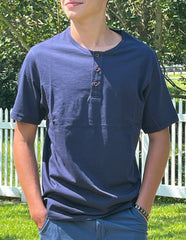 Hawks Bay Teen's Henley Short Sleeve Cotton T-Shirt