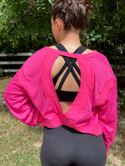 Slouchy wrapped cutout back workout long sleeve Tee