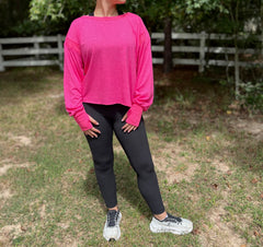 Slouchy wrapped cutout back workout long sleeve Tee