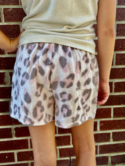 Girls Brushed Knit Leopard Elastic Waist Shorts