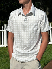 Teen Davis Pocket Polo - Cafe Au Lait Gingham