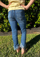 Kan Can Kids high rise ankle skinny dark stone wash stretch five pocket