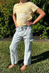 Kan Can Youth high rise cargo flare jeans comfort stretch