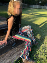 Western Cutie Layered Flare Pants, Multi