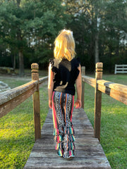 Western Cutie Layered Flare Pants, Multi