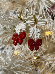 Snowflake with Red Bow earrings