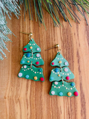 Christmas Tree Clay Earrings