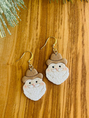 Cowboy Santa Clay earrings
