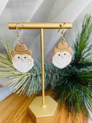 Cowboy Santa Clay earrings