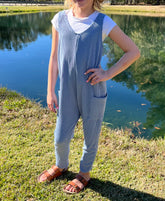 Piper Embossed Rib Sleeveless Jumpsuit /Overall /Onesie