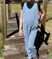 Piper Embossed Rib Sleeveless Jumpsuit /Overall /Onesie