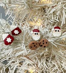 Clay Polymer Santa and Cookie Stud pack