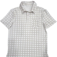 Teen Davis Pocket Polo - Cafe Au Lait Gingham