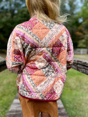 Girls Patch Print Quilted Light Padded Jacket