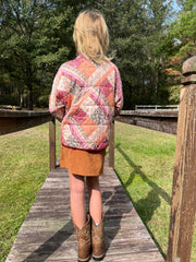 Girls Patch Print Quilted Light Padded Jacket