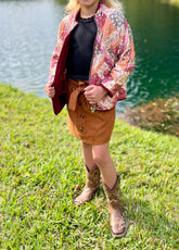 Girls Patch Print Quilted Light Padded Jacket