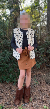 Girls My Wild Side Faux Fur Vest, Cheetah