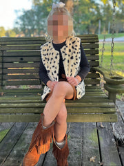 Girls My Wild Side Faux Fur Vest, Cheetah