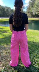 Teen's Washed Cargo Pocket Detail Wide leg Knit Pants