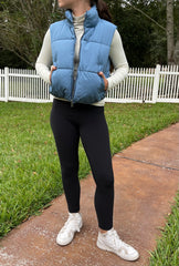 Cropped Zipper Closure Puffer Vest