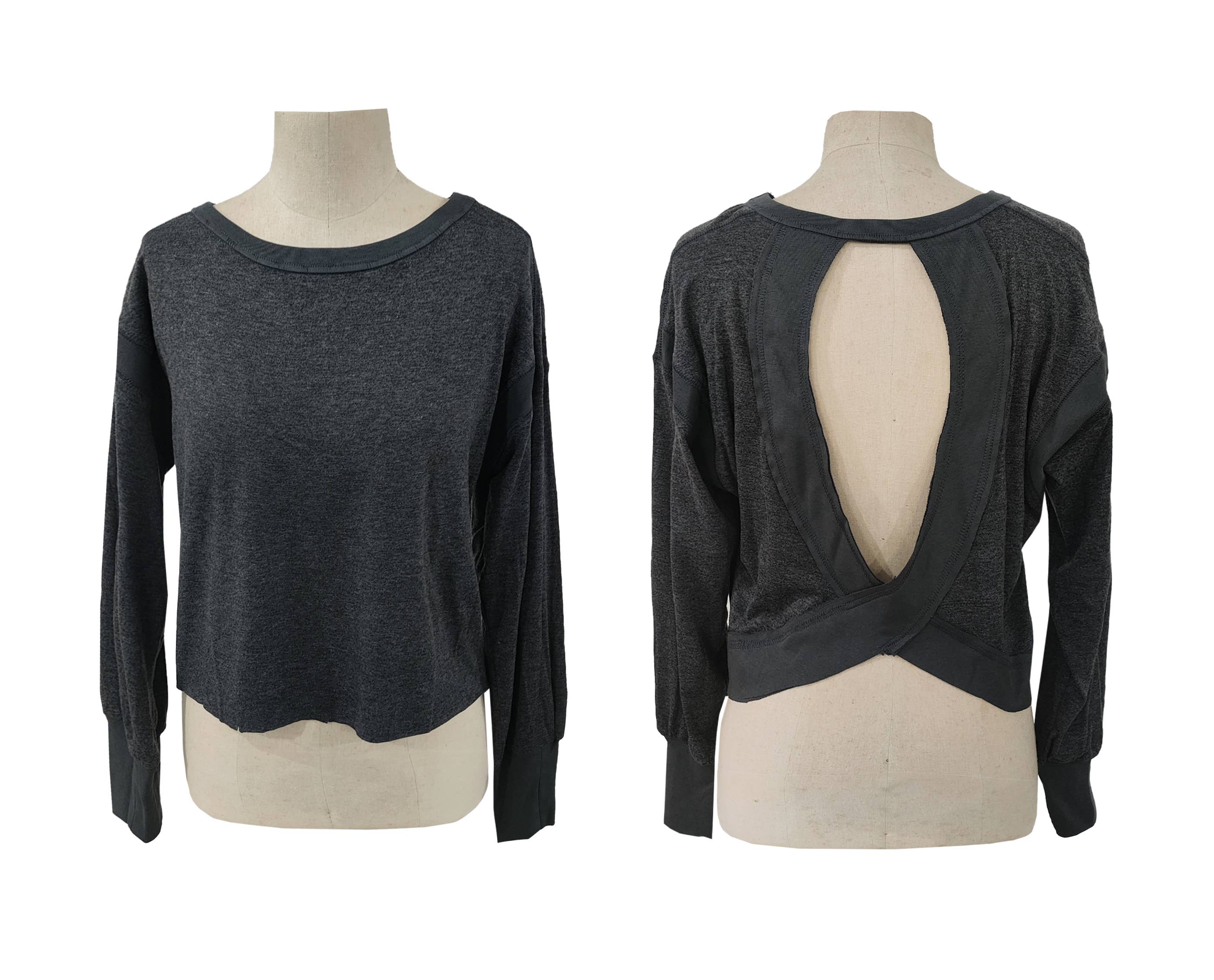 Slouchy wrapped cutout back workout long sleeve Tee
