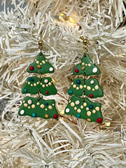 Christmas Tree Clay Earrings